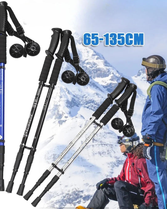 1 Paar Wander-Trekkingstöcke, verstellbar, für Männer und Frauen, 65–135 cm, zusammenklappbar, stoßfest.