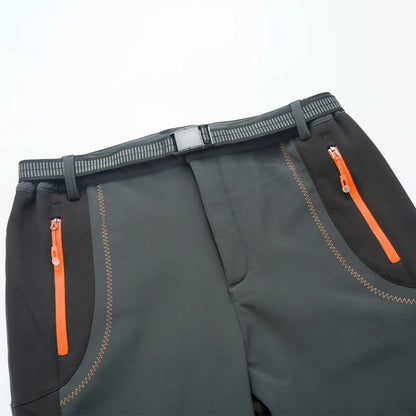 LNGXO Dicke Warme Fleece-Wanderhose Herren Winter Wasserdicht Winddicht Outdoor Softshell Regenhose Trekking Camping