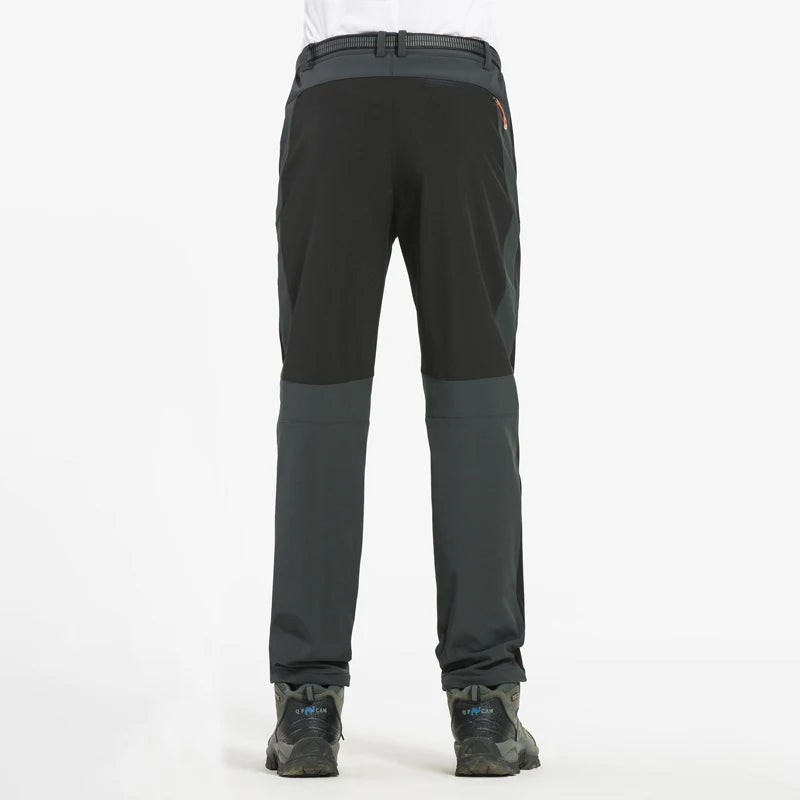 LNGXO Dicke Warme Fleece-Wanderhose Herren Winter Wasserdicht Winddicht Outdoor Softshell Regenhose Trekking Camping