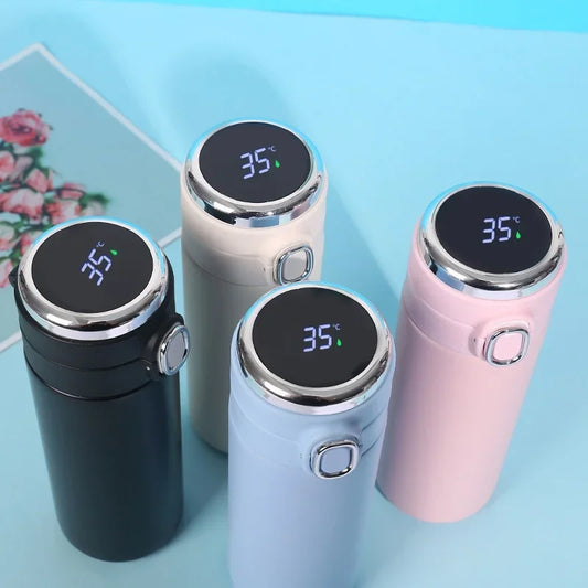 Thermos Edelstahl Wasserflasche mit LED Digital Temperaturanzeige.
